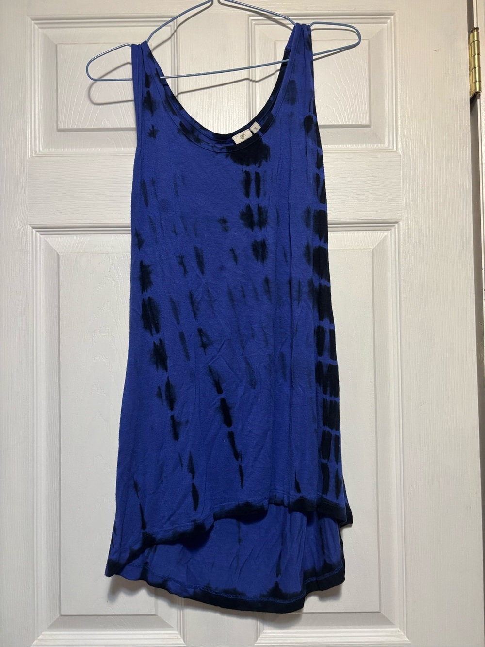 Blue Tie-Dye Scoop Neck Tank Top